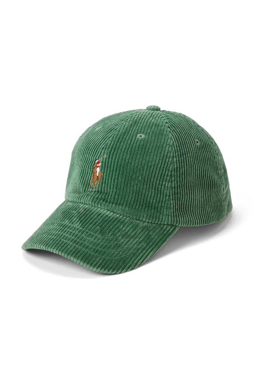 Levně Manšestrová kšiltovka Polo Ralph Lauren zelená barva, s aplikací, 710880778