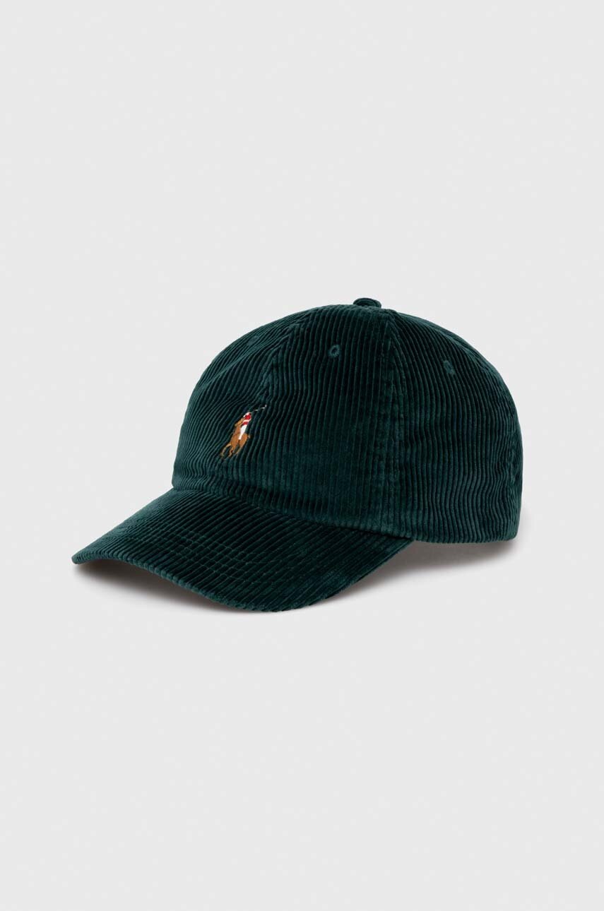 

Памучна шапка с козирка Polo Ralph Lauren в зелено с апликация, Зелен