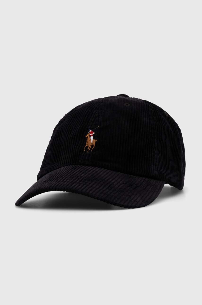 

Хлопковая кепка Polo Ralph Lauren цвет чёрный с аппликацией