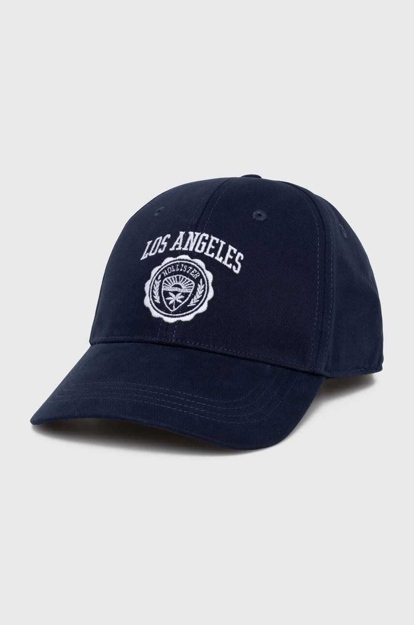 Hollister Co. șapcă de baseball din bumbac culoarea albastru marin, cu imprimeu