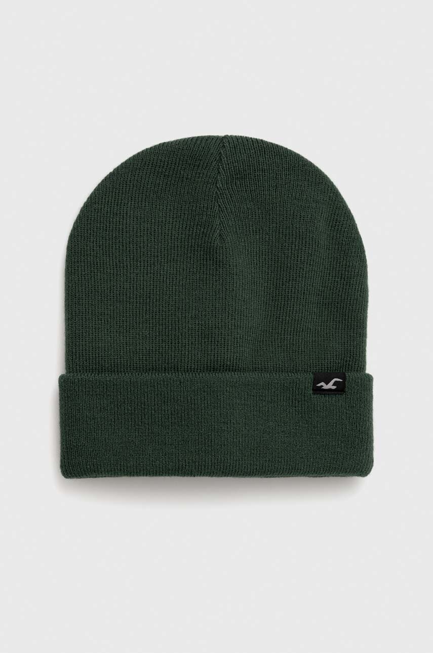 Hollister Co. caciula culoarea verde, din tricot gros