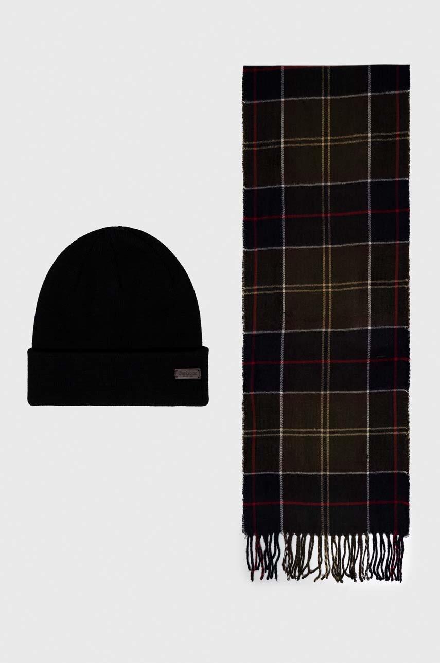 

Шапка и шарф Barbour цвет зелёный