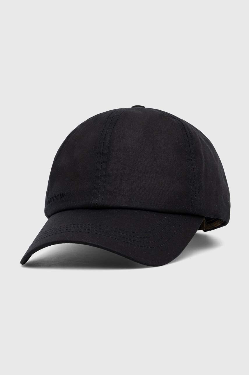 Barbour șapcă de baseball din bumbac culoarea albastru marin, neted