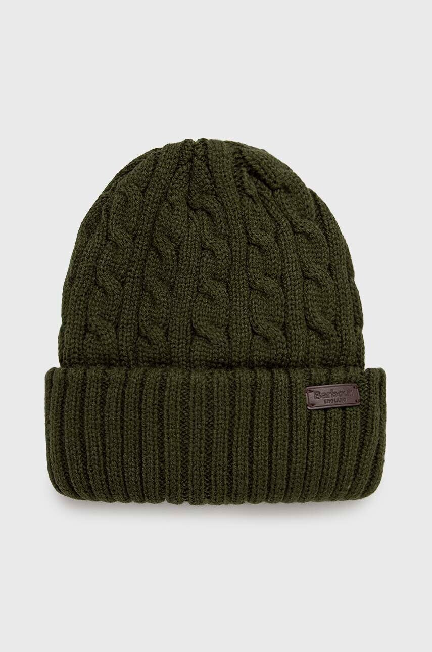 Barbour caciula culoarea verde, din tricot gros