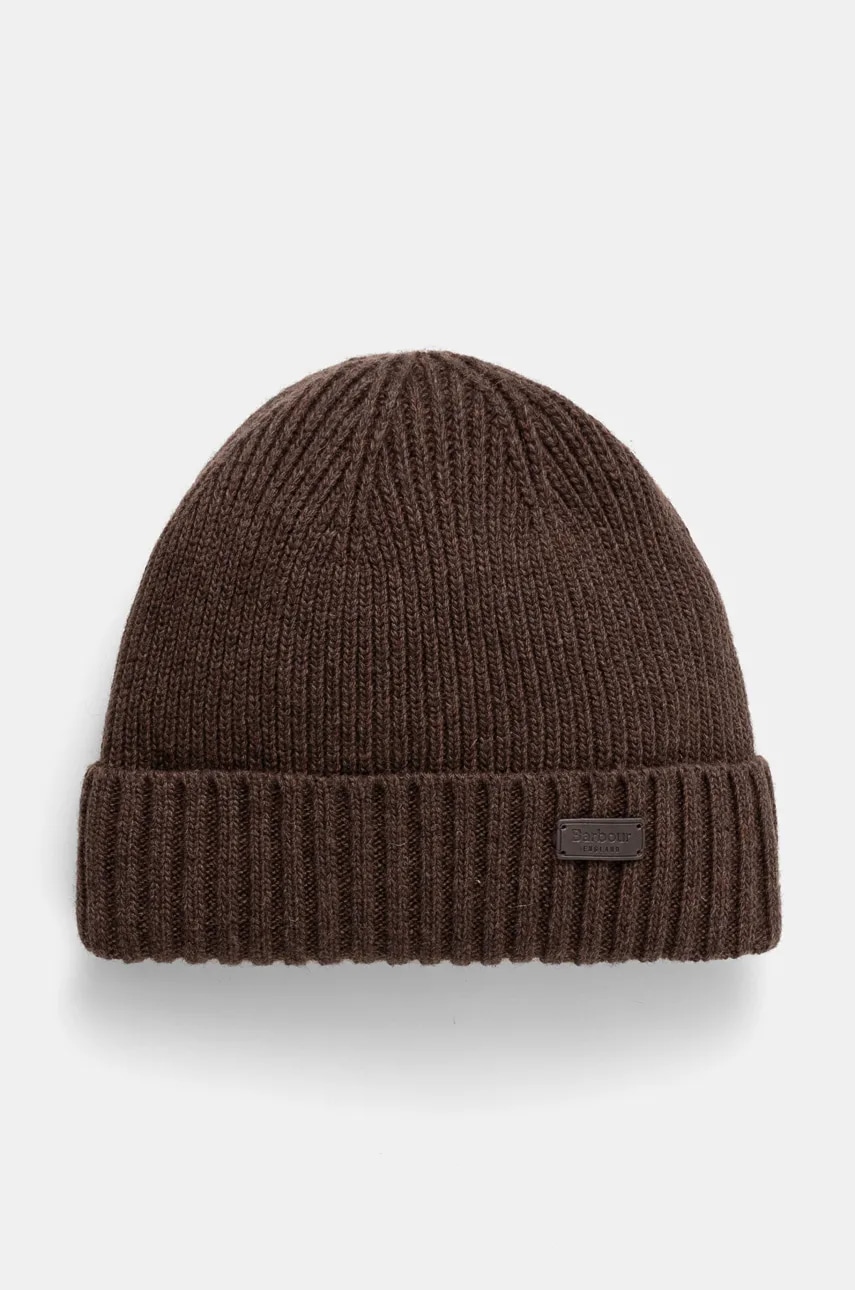 Barbour caciula de lana culoarea negru, de lana, din tricot gros