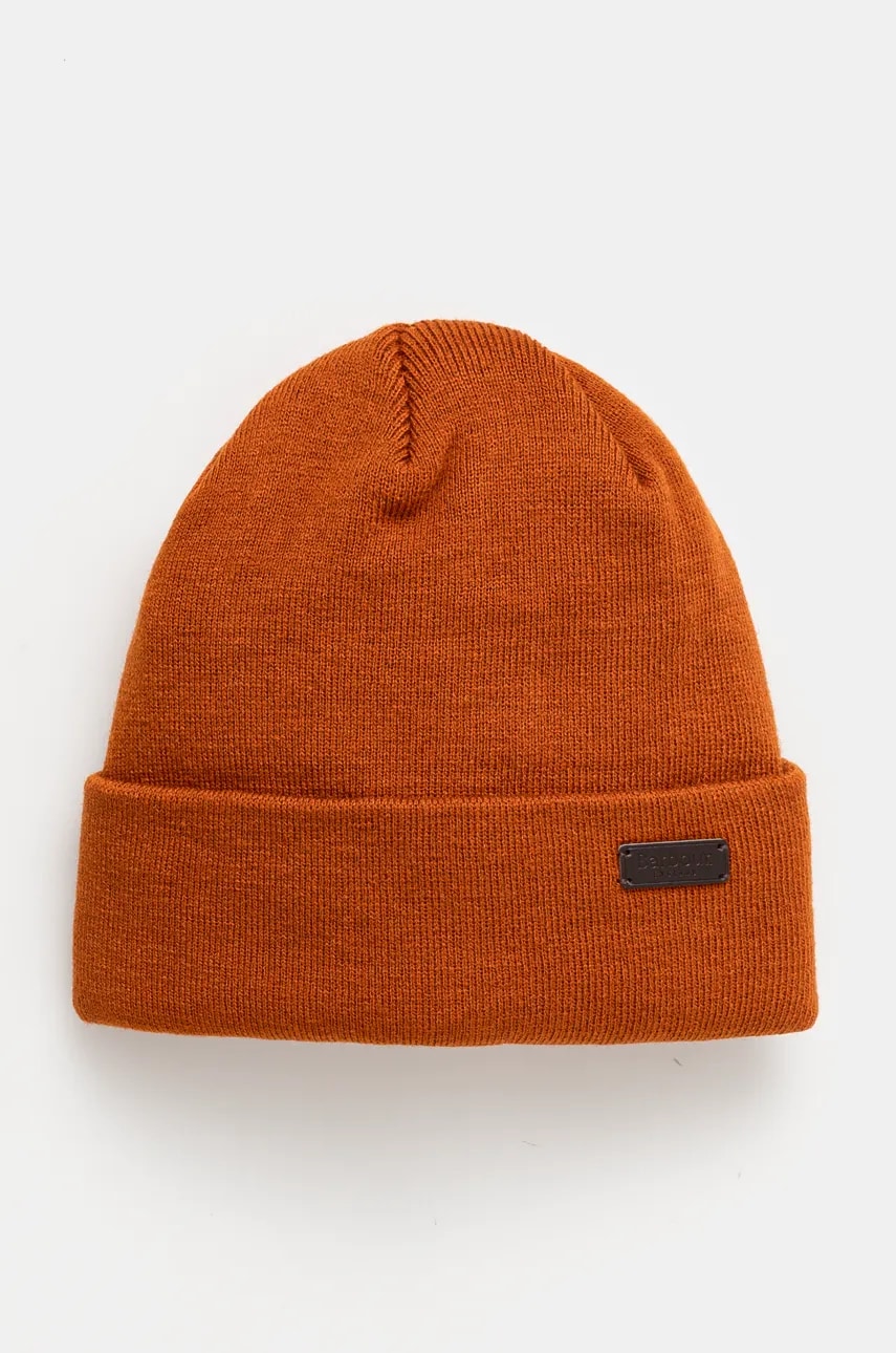 Barbour caciula culoarea portocaliu, din tricot gros