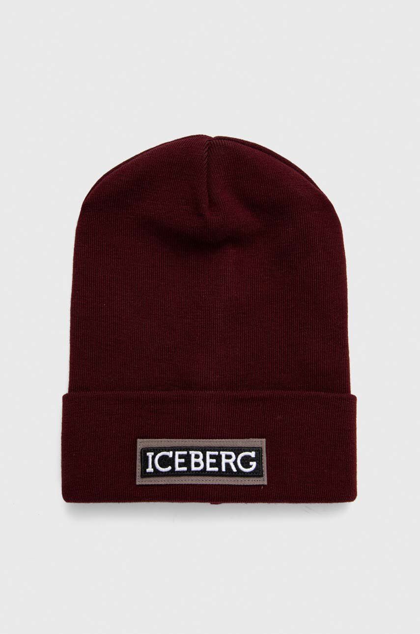 Iceberg Caciula De Lana Culoarea Bordo, De Lana, Din Tricot Gros