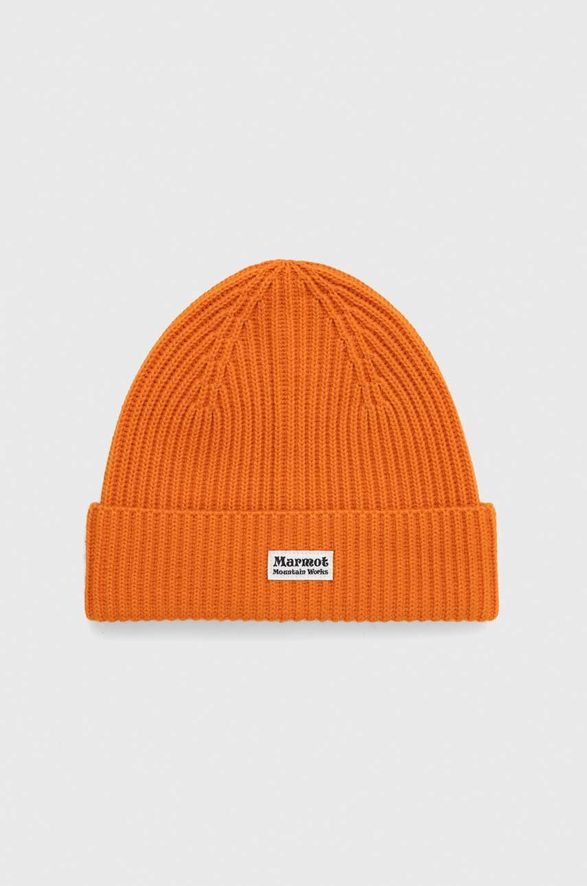 Čepice Marmot oranžová barva, z husté pleteniny - oranžová - 50 % Polyester