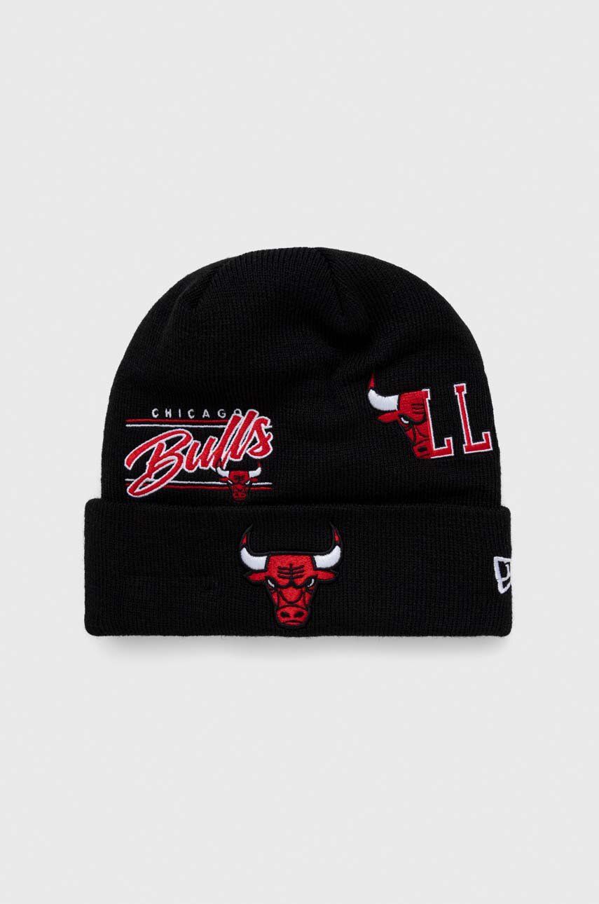 Levně Čepice New Era černá barva, z husté pleteniny, CHICAGO BULLS