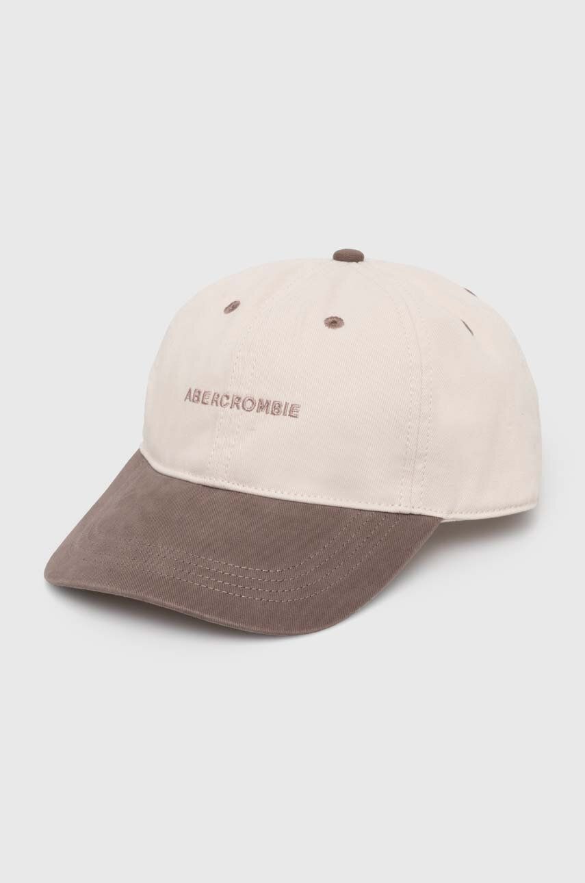 Abercrombie & Fitch șapcă de baseball din bumbac culoarea maro, cu imprimeu