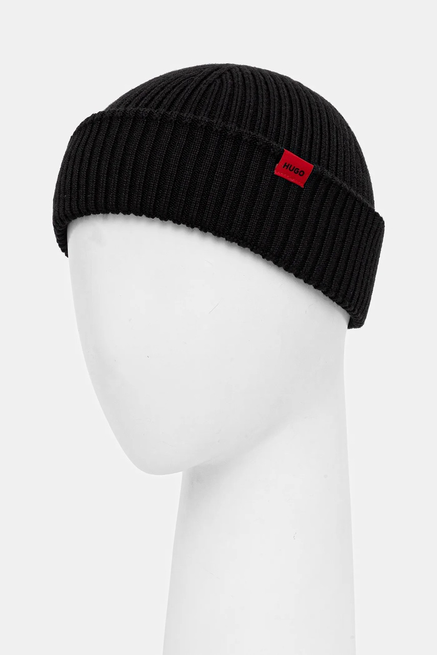 Шапка с добавлением шерсти HUGO цвет чёрный  50551267