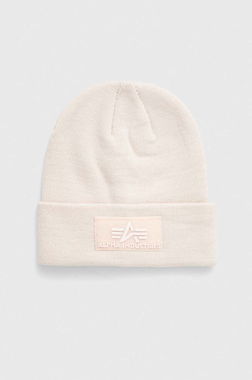 Alpha Industries caciula culoarea bej, din tricot gros Alpha Industries caciula culoarea bej, din tricot gros