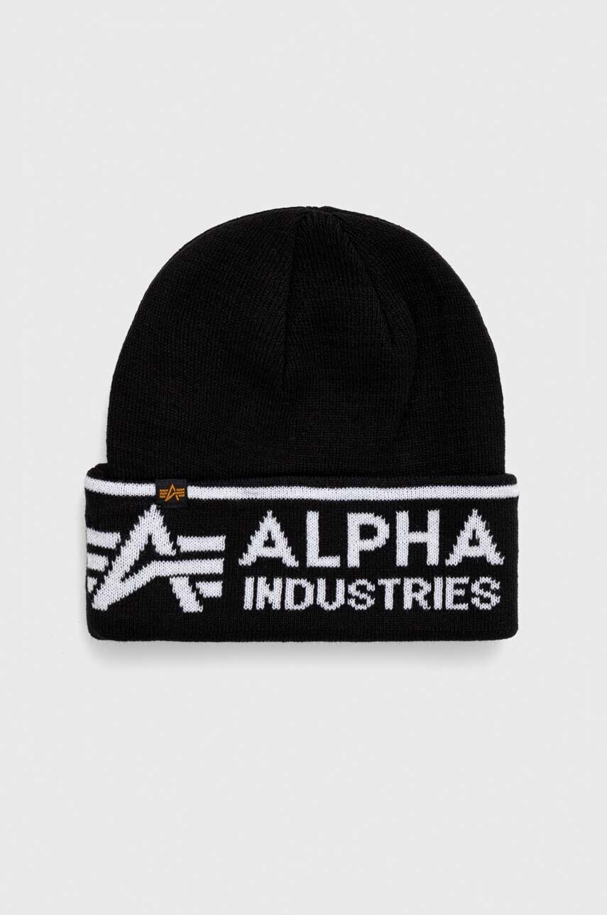 

Шапка Alpha Industries цвет чёрный из толстого трикотажа