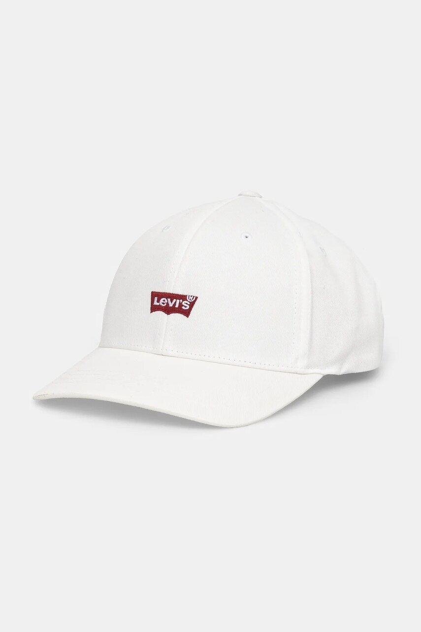 Levi's sapca culoarea alb, neted Levi's sapca culoarea alb, neted