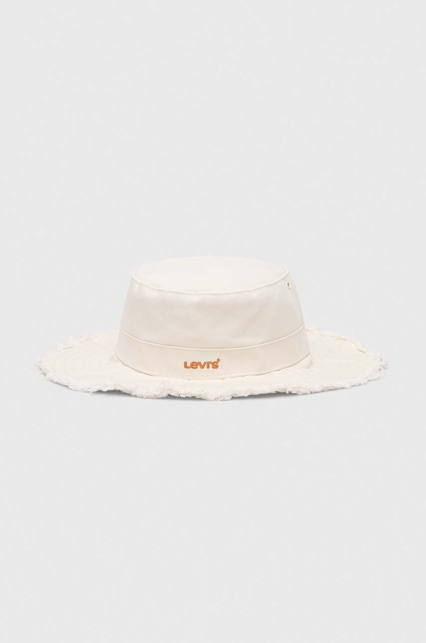 Bavlněná čepice Levi′s bílá barva - bílá -  100 % Bavlna