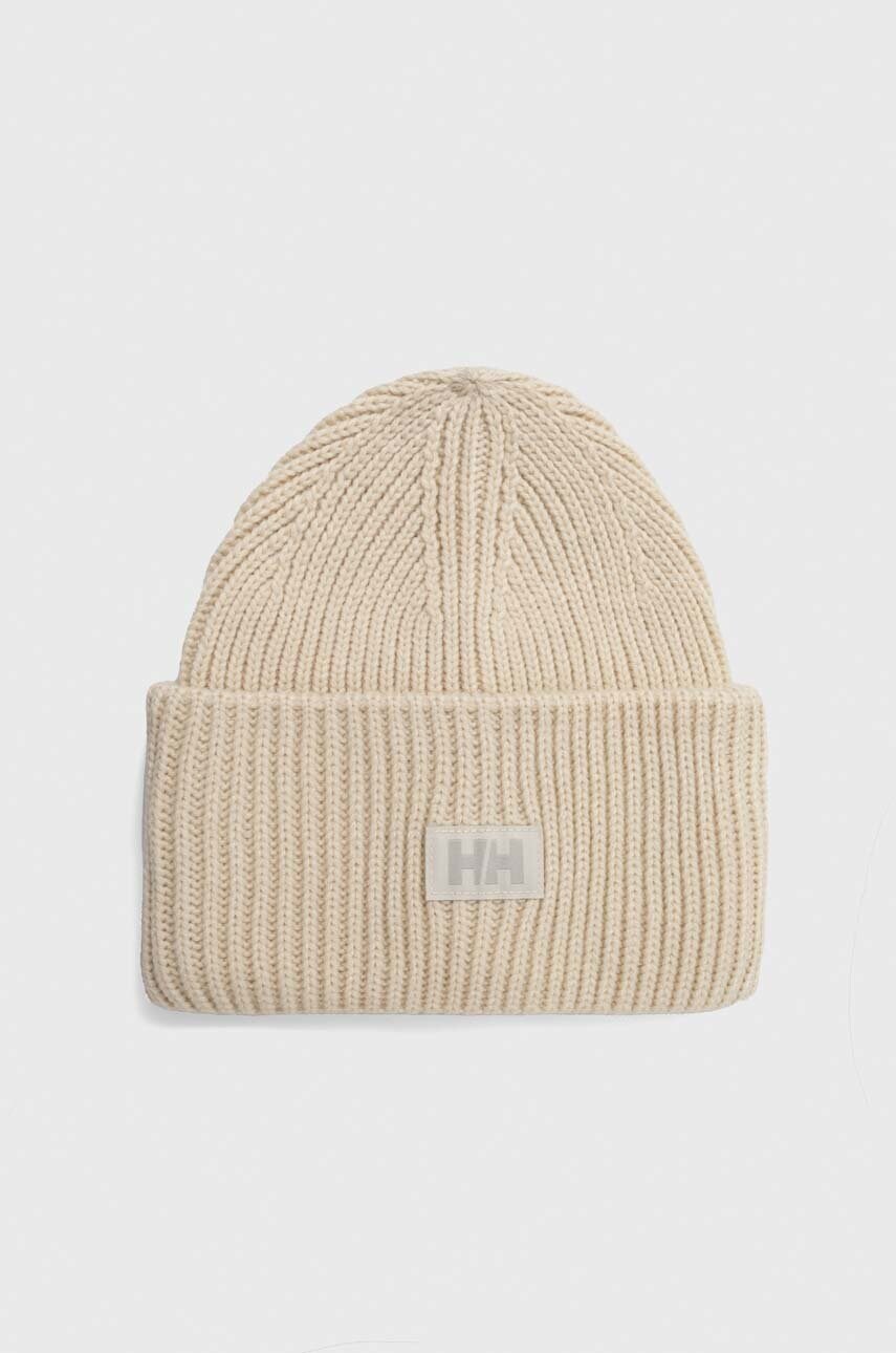 Helly Hansen căciulă HH RIB BEANIE culoarea bej, din tricot gros 54020