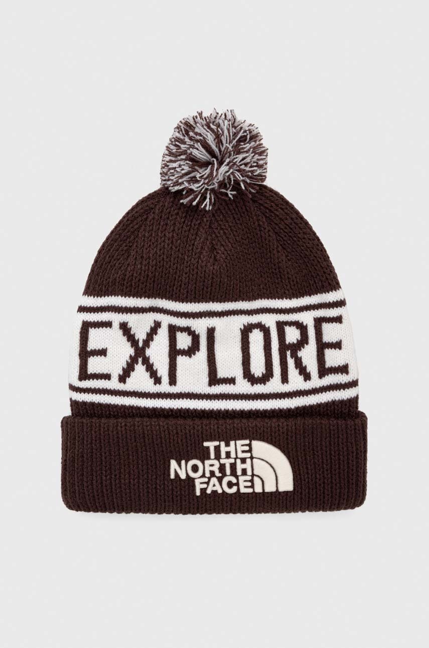 

Шапка The North Face колір коричневий з товстого трикотажу