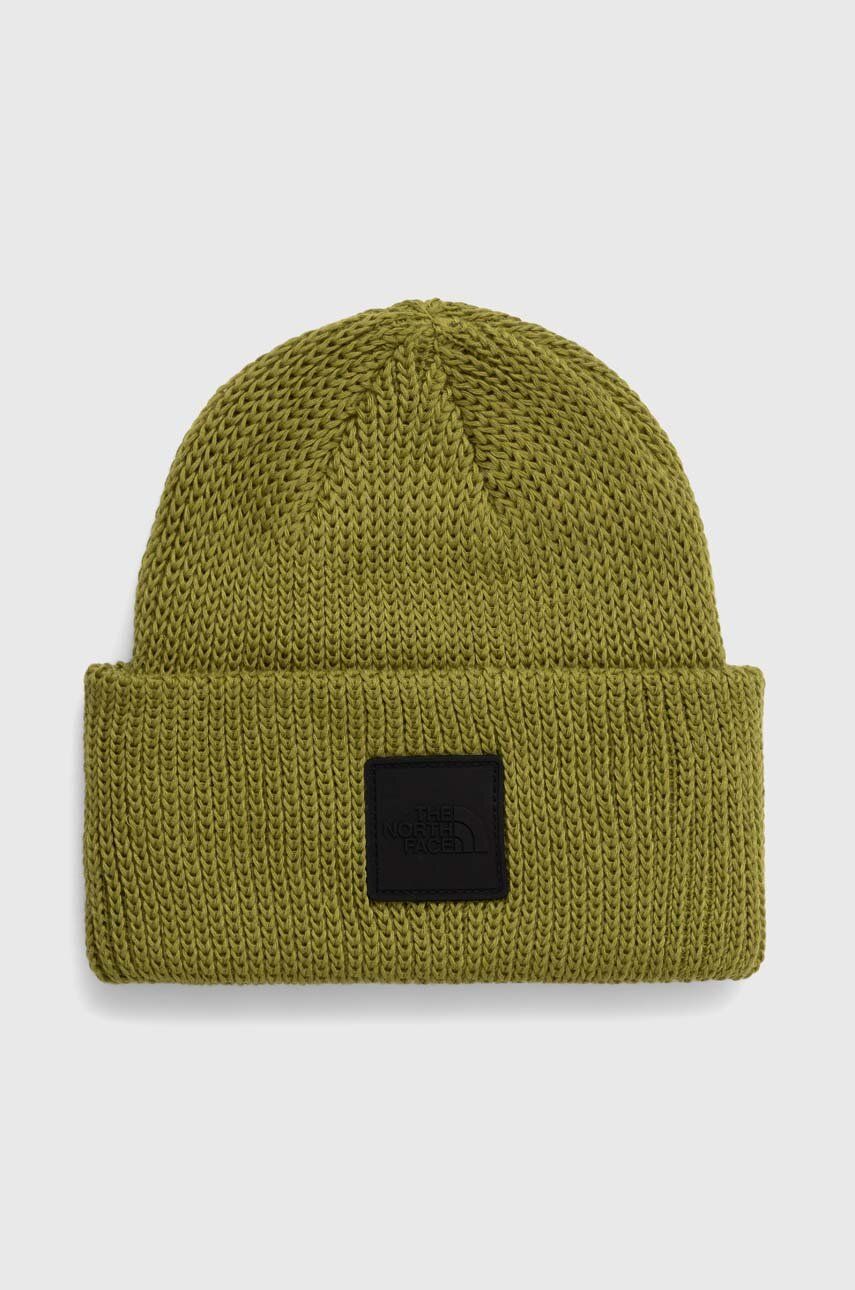 The North Face caciula culoarea verde, din tricot gros