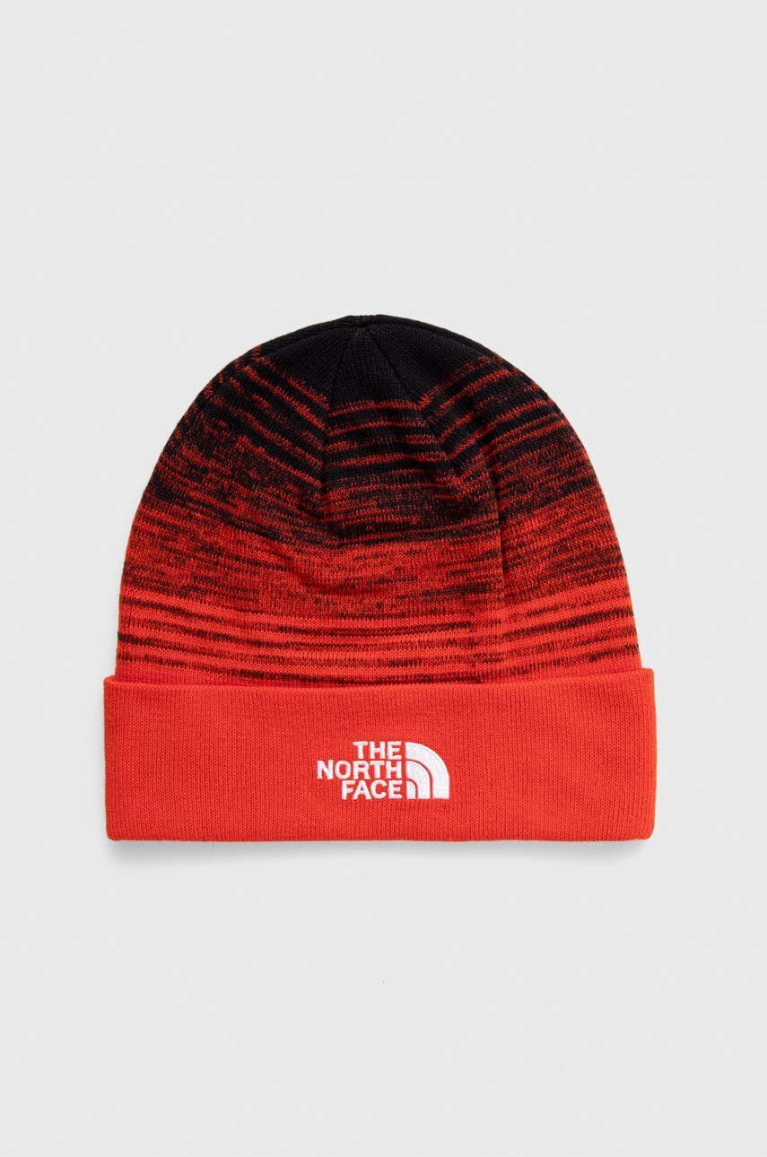 Čepice The North Face červená barva, z tenké pleteniny - červená - 95 % Polyester