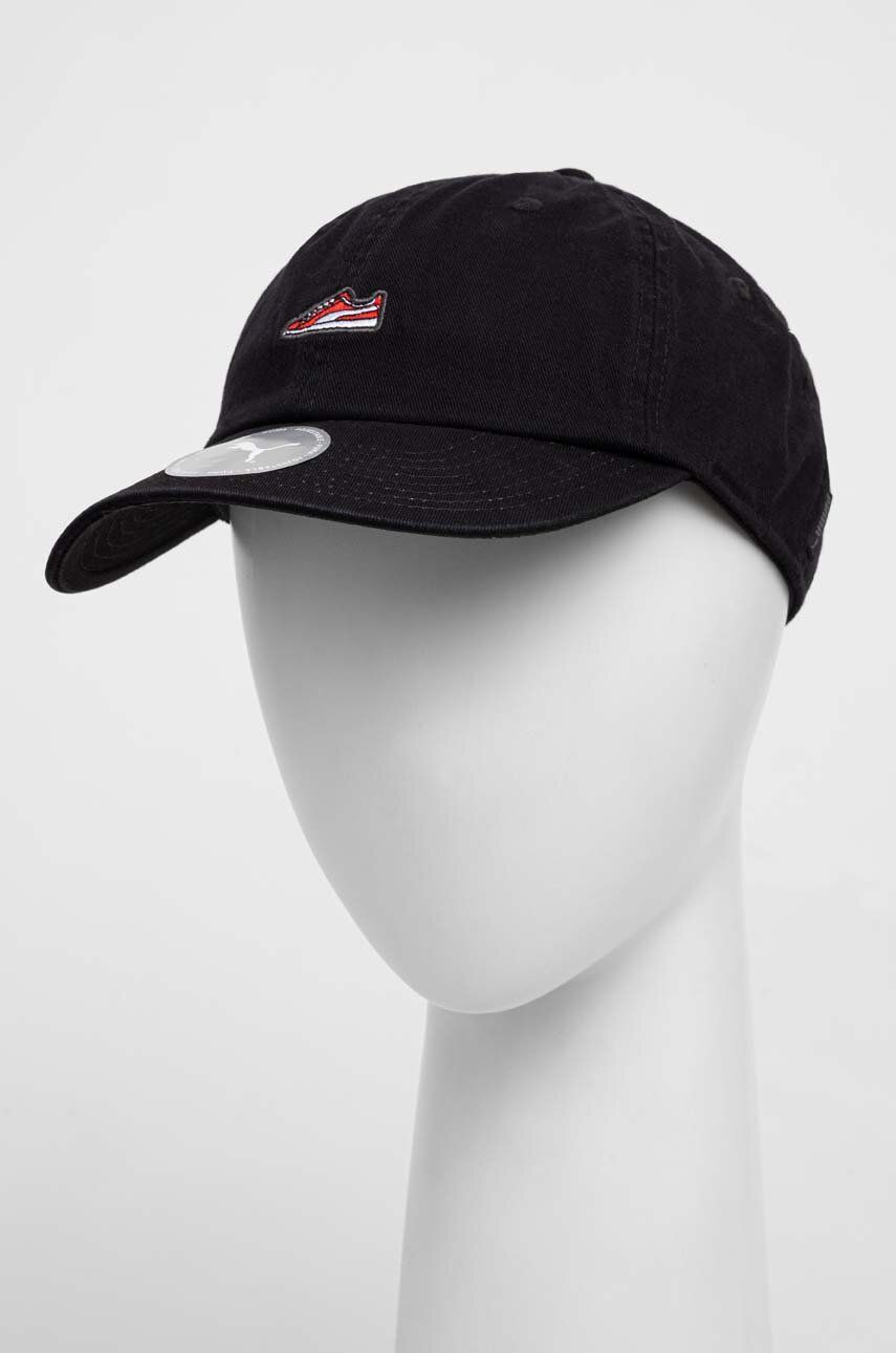 Puma șapcă de baseball din bumbac culoarea negru, cu imprimeu 24357