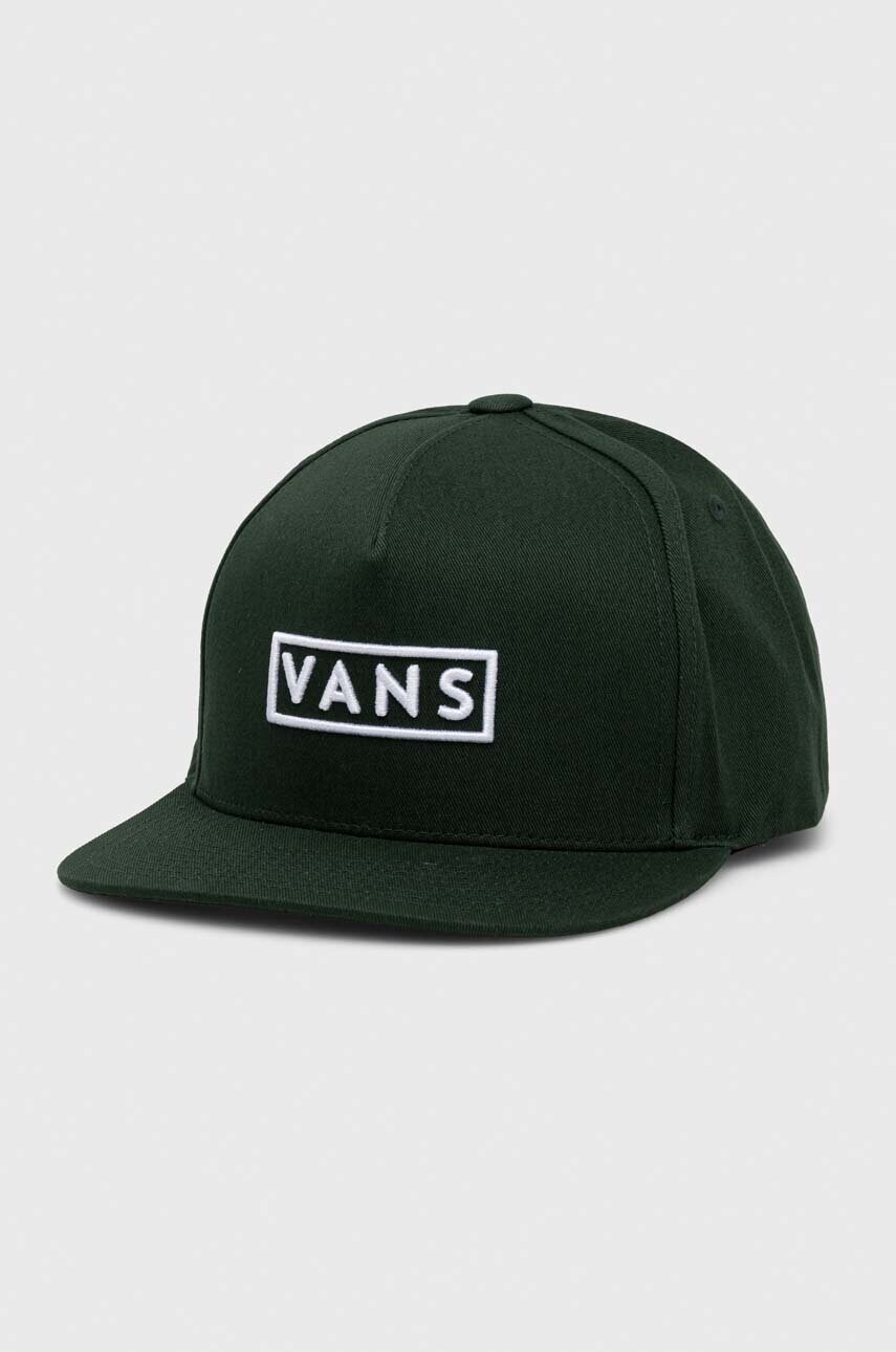 

Памучна шапка с козирка Vans в зелено с апликация, Зелен