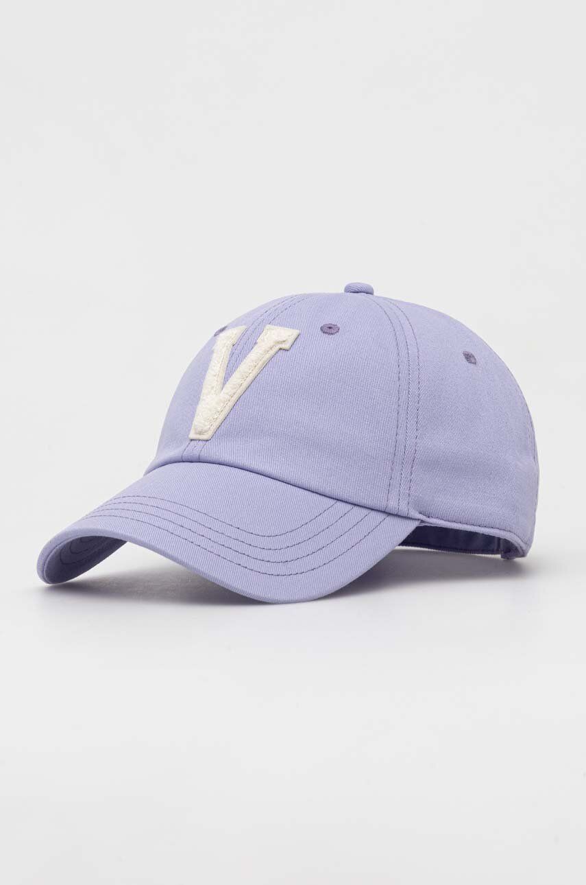 Bavlněná baseballová čepice Vans fialová barva, s aplikací - fialová -  100 % Bavlna