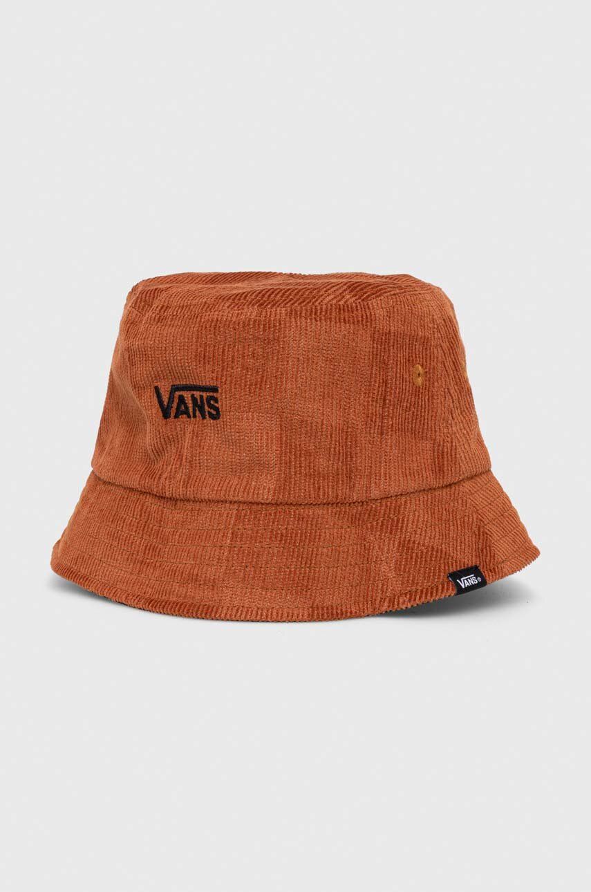 Oboustranný bavlněný klobouk Vans hnědá barva, bavlněný - hnědá -  100 % Bavlna