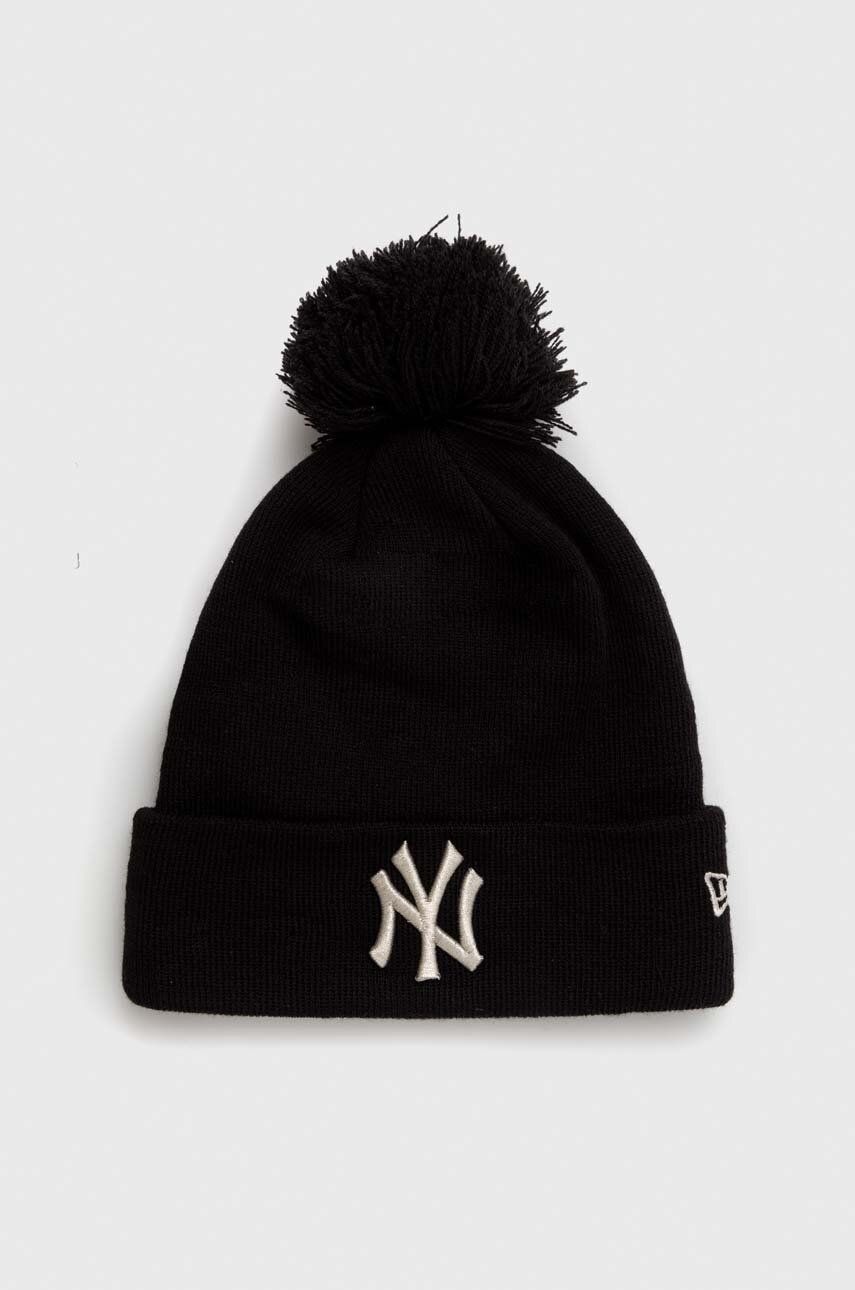 New Era caciula culoarea negru, din tricot gros, NEW YORK YANKEES