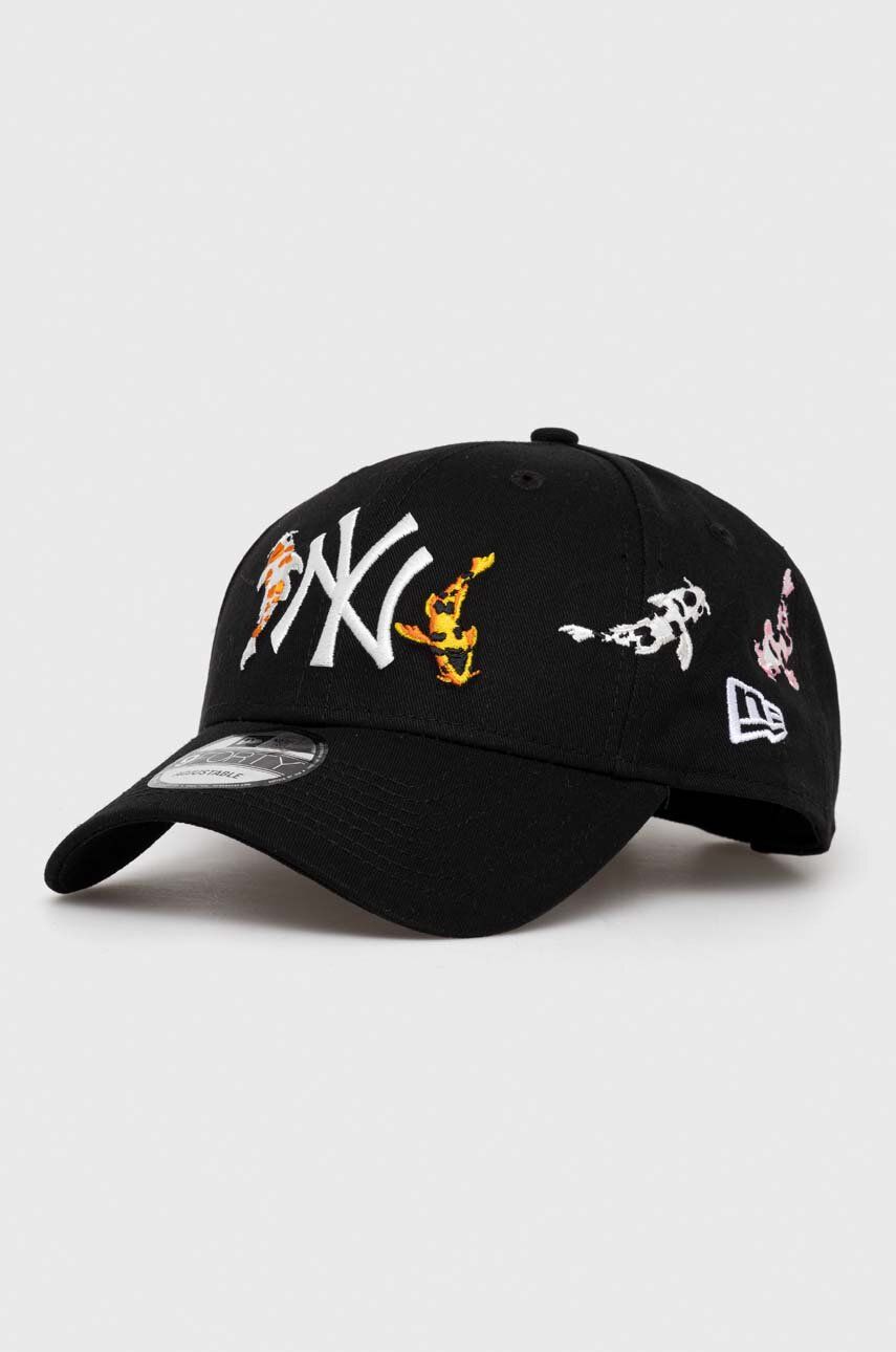 New Era șapcă de baseball din bumbac culoarea negru, cu imprimeu, NEW YORK YANKEES