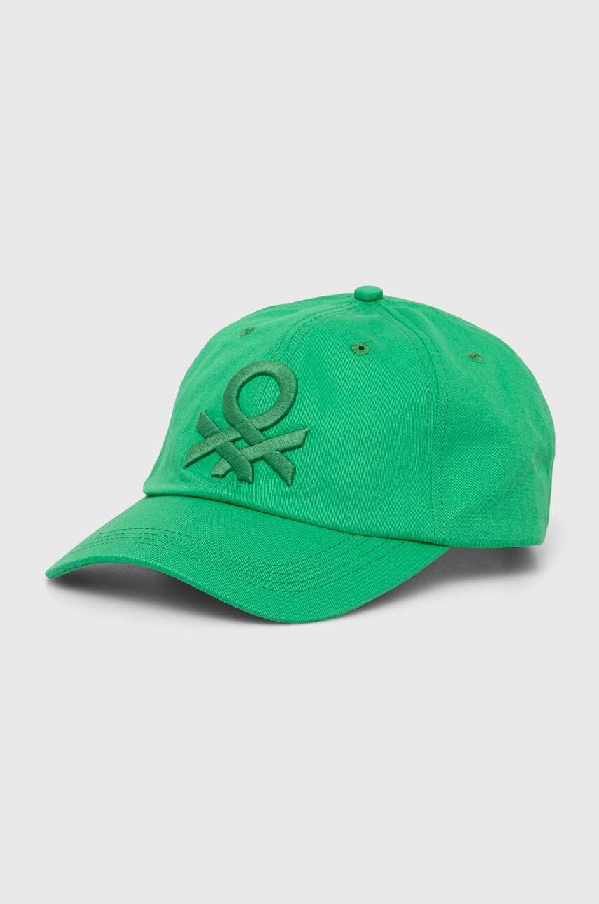 United Colors Of Benetton șapcă De Baseball Din Bumbac Culoarea Verde, Cu Imprimeu