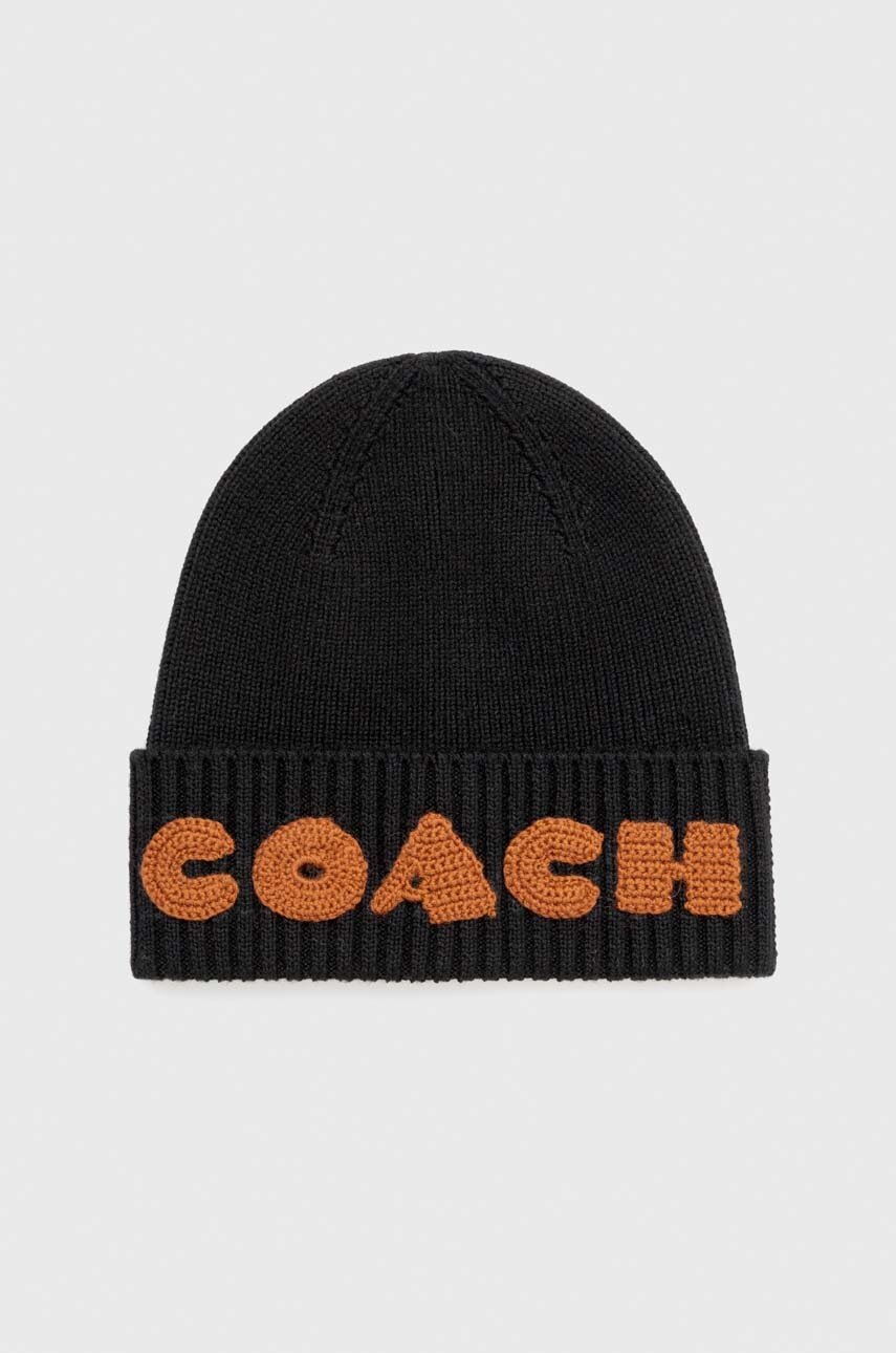

Шерстяная шапка Coach цвет чёрный из тонкого трикотажа шерсть