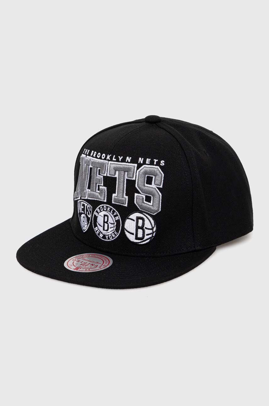 Levně Kšiltovka Mitchell&Ness BROOKLYN NETS černá barva, s aplikací