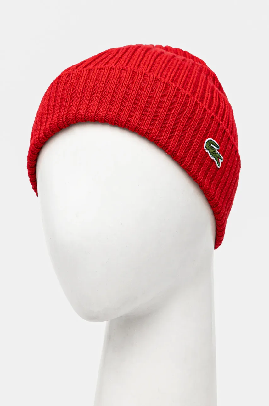 Шерстяная шапка Lacoste цвет чёрный из тонкого трикотажа шерсть RB0001 Шерстяная шапка Lacoste цвет чёрный из тонкого трикотажа шерсть RB0001