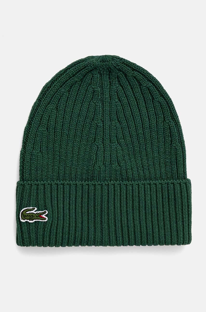 Levně Vlněná čepice Lacoste zelená barva