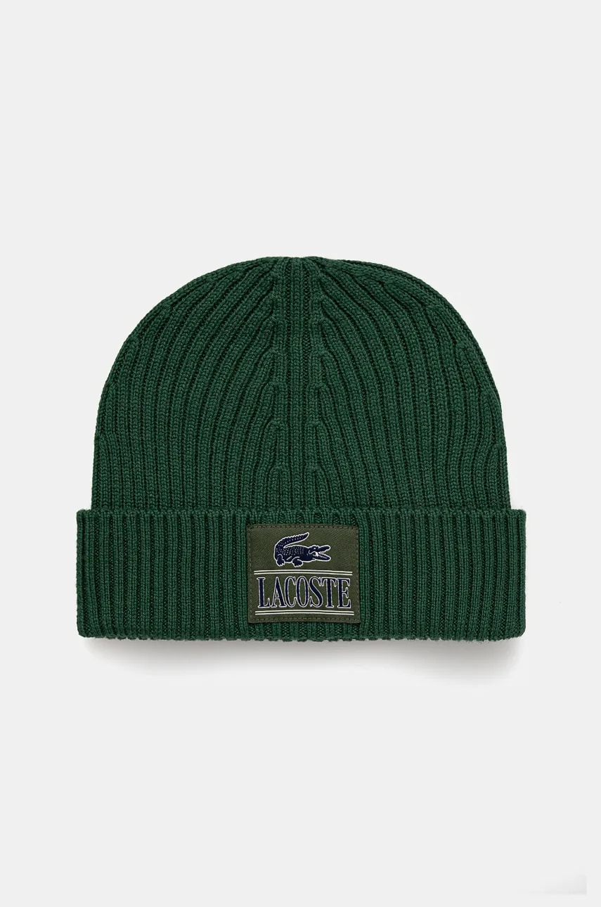 Lacoste caciula de lana culoarea verde, de lana Lacoste caciula de lana culoarea verde, de lana