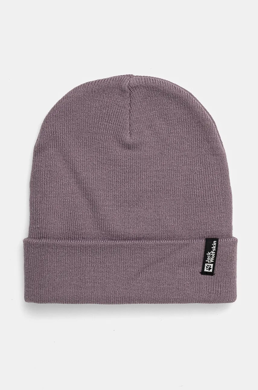Jack Wolfskin caciula culoarea violet, din tricot gros