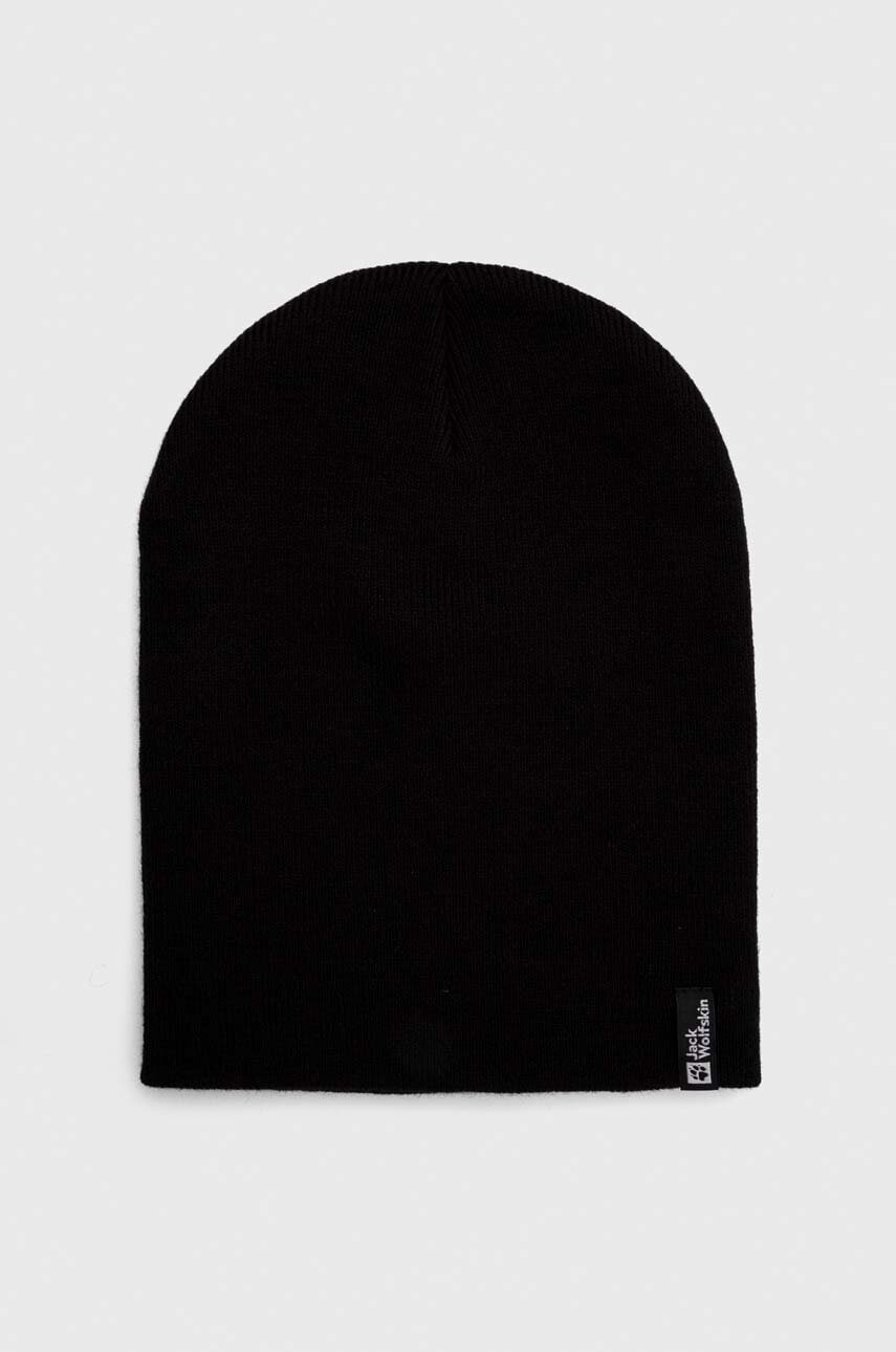 Jack Wolfskin caciula culoarea negru, din tricot gros