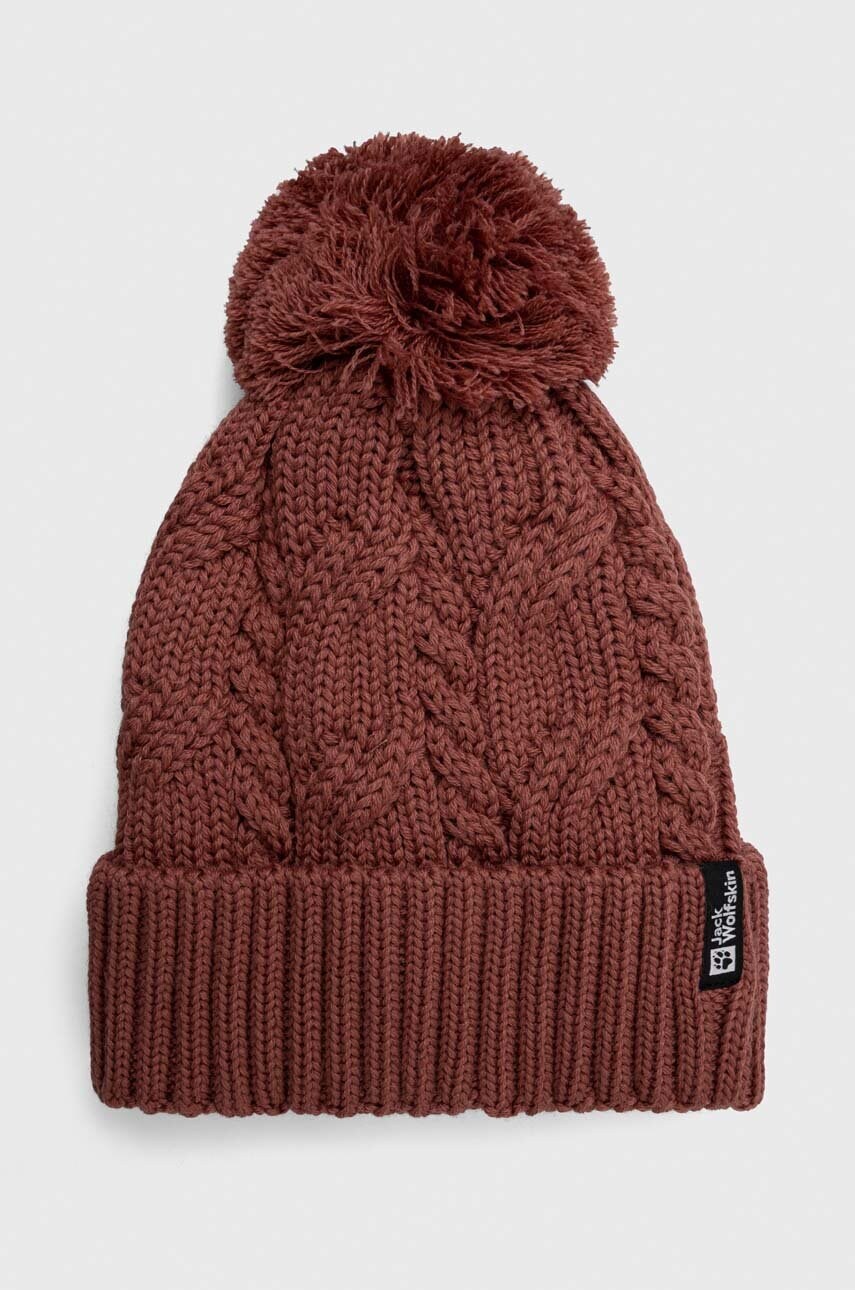 

Шапка Jack Wolfskin Pompom цвет розовый шерсть