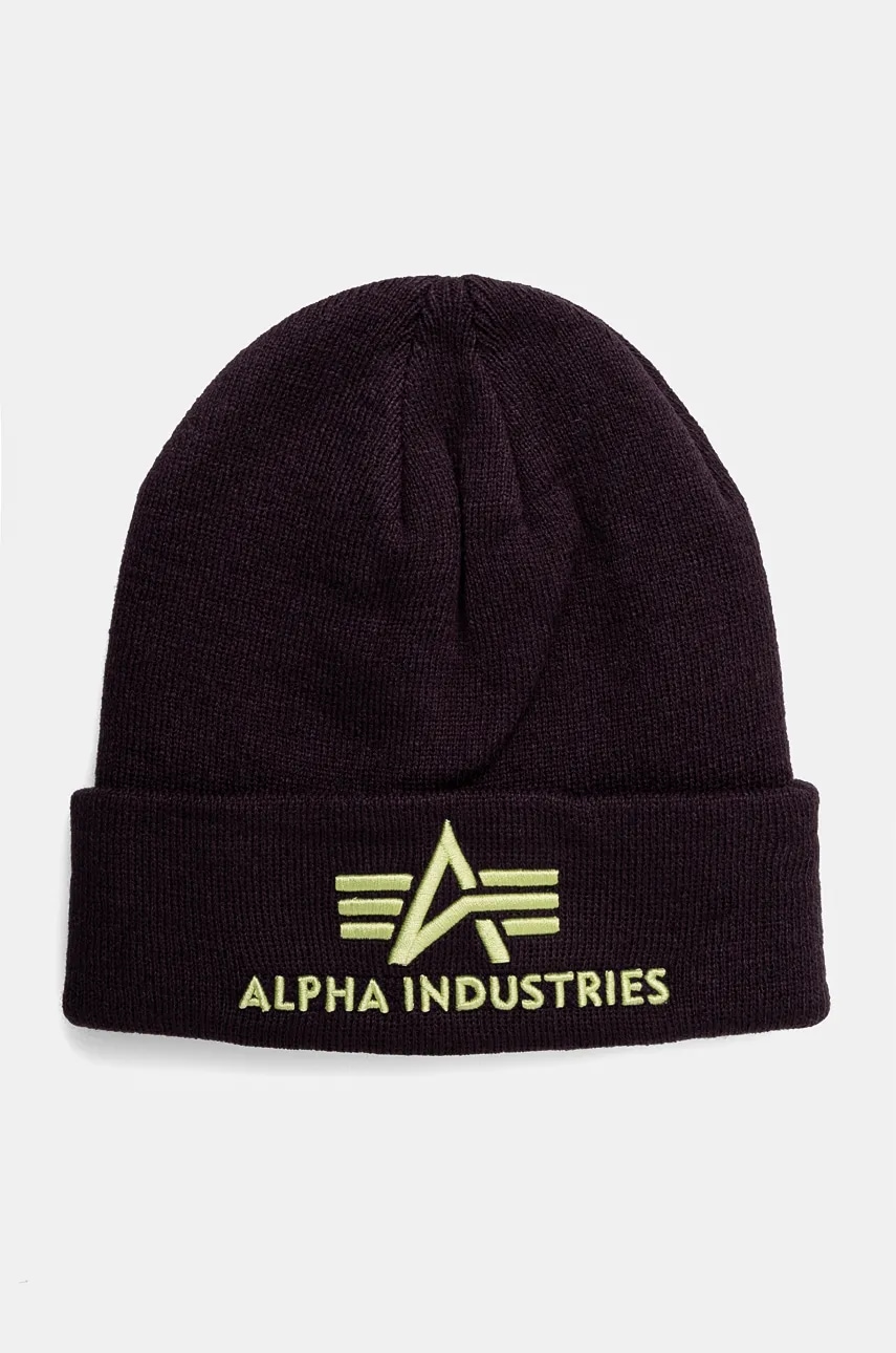 

Шапка Alpha Industries в лилаво с фина плетка, Бордо