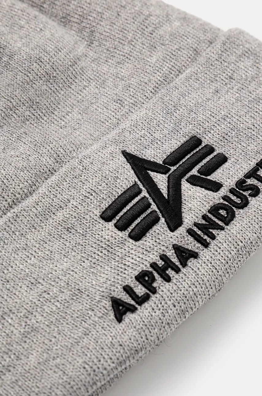 Шапка Alpha Industries цвет серый из тонкого трикотажа Шапка Alpha Industries цвет серый из тонкого трикотажа