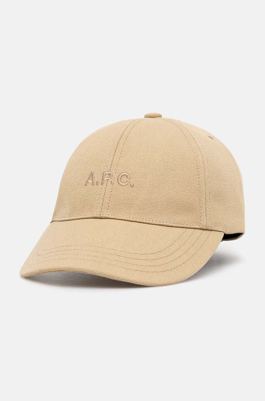 A.P.C. șapcă de baseball din bumbac culoarea maro, neted