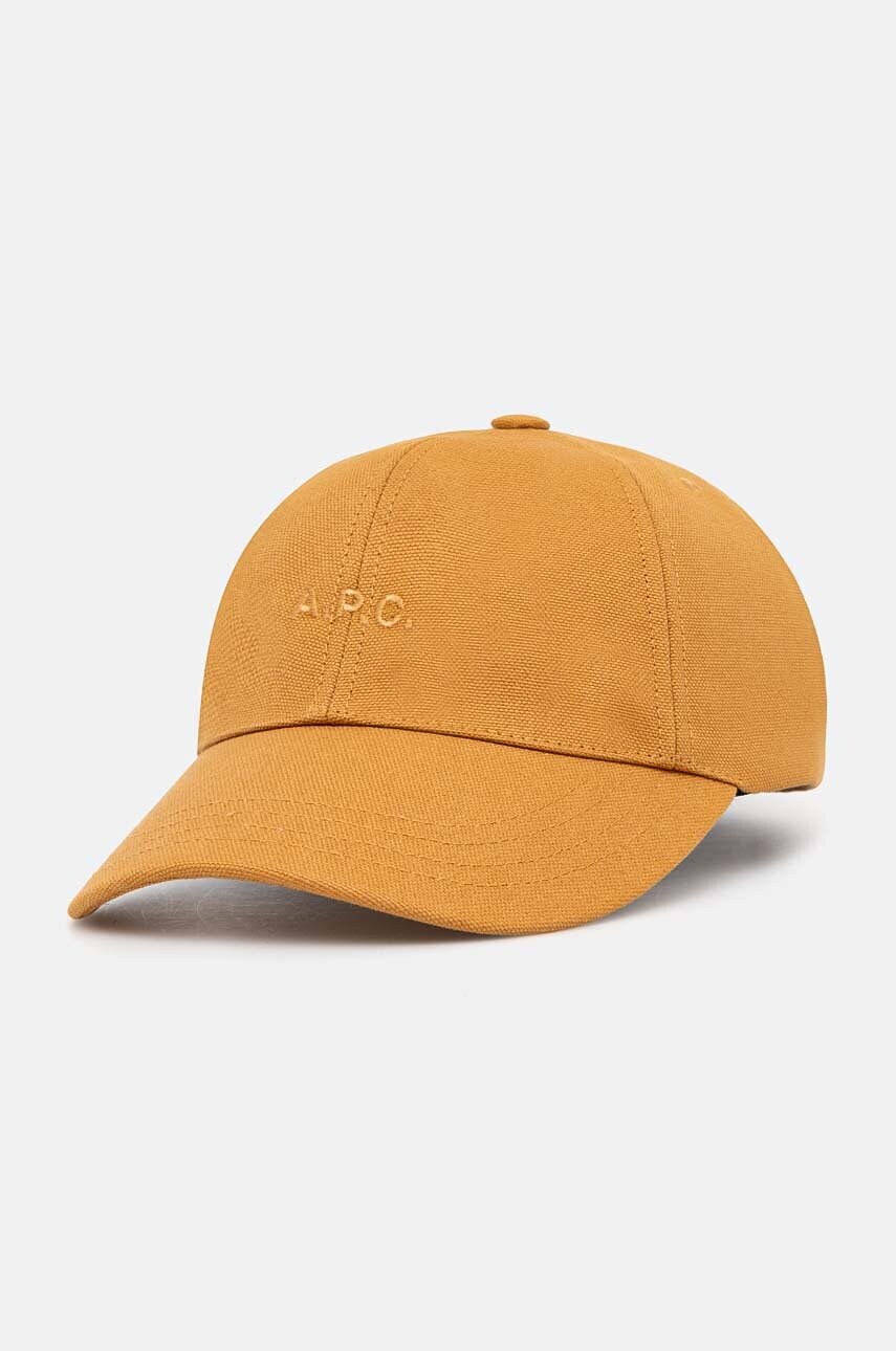 A.P.C. sapca de baseball din bumbac culoarea portocaliu, neted
