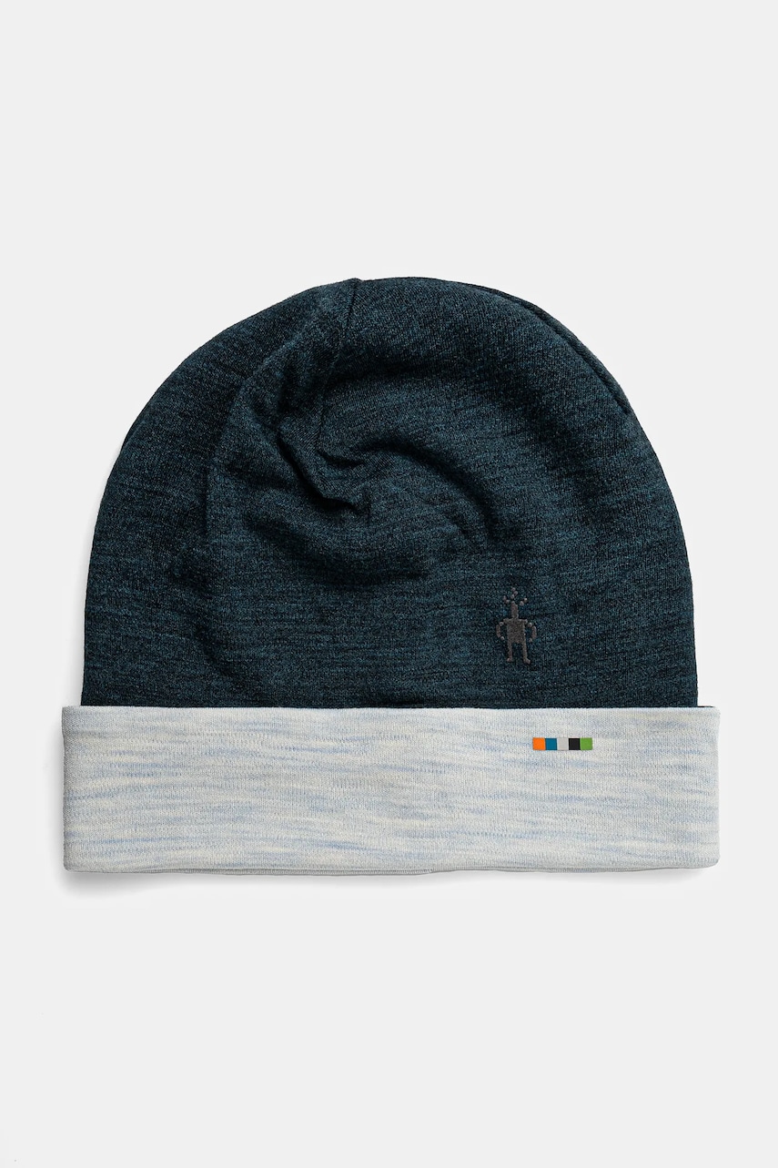 Smartwool beanie cu doua fete Thermal Merino Reversible culoarea turcoaz, de lana, din tesatura neteda Smartwool beanie cu doua fete Thermal Merino Reversible culoarea turcoaz, de lana, din tesatura neteda
