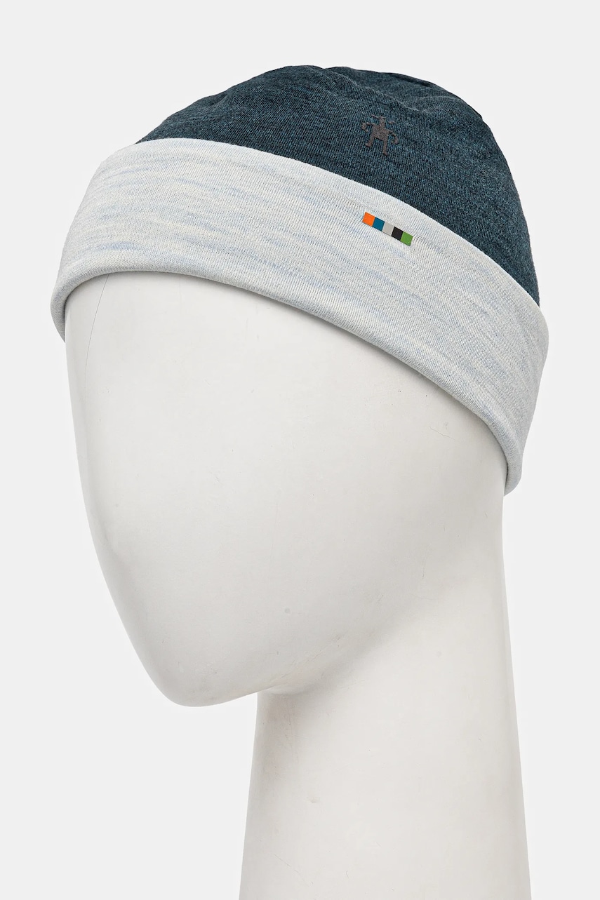 Двусторонняя шапка Smartwool Thermal Merino Reversible цвет бирюзовый из тонкого трикотажа шерсть Двусторонняя шапка Smartwool Thermal Merino Reversible цвет бирюзовый из тонкого трикотажа шерсть
