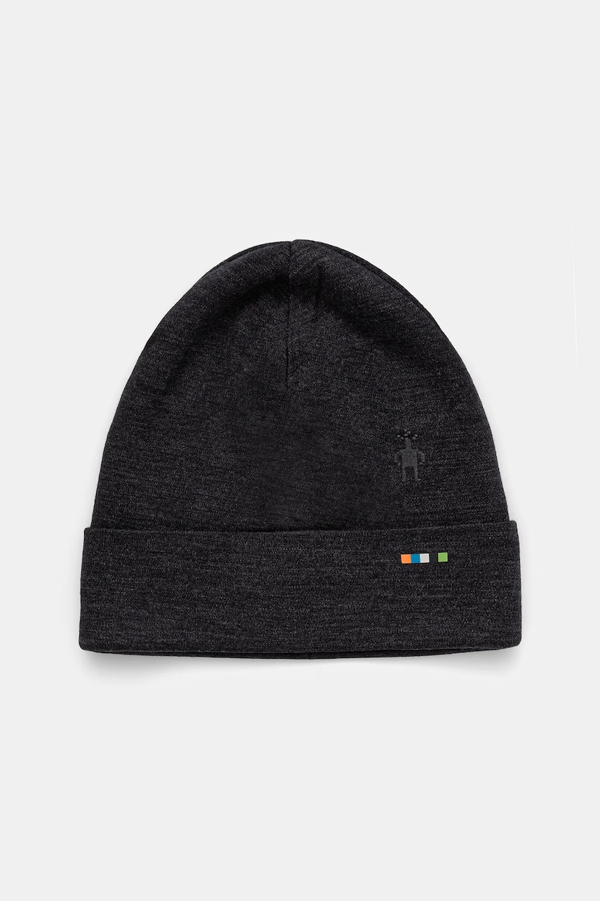 Smartwool beanie cu două fețe Thermal Merino Reversible culoarea negru, de lana, din tesătură netedă