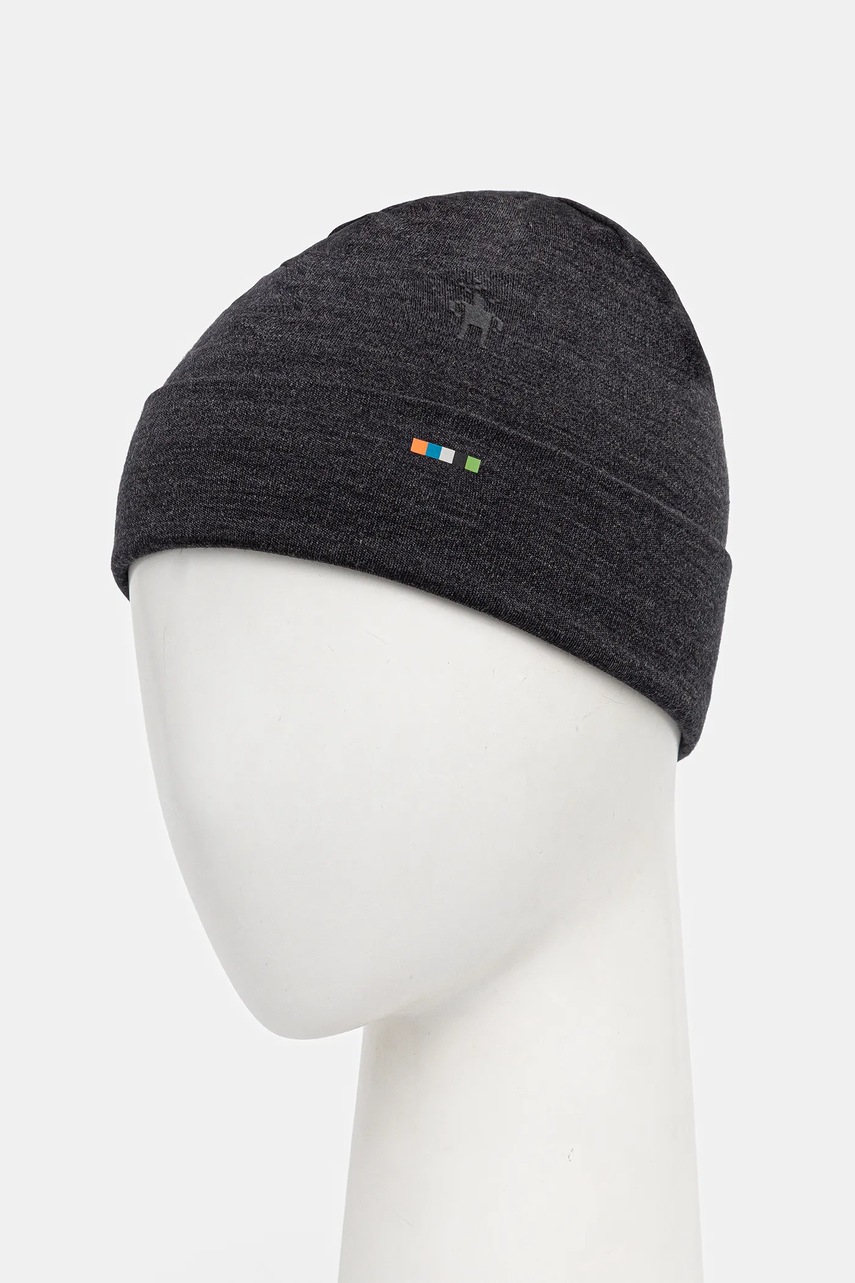Двусторонняя шапка Smartwool Thermal Merino Reversible цвет чёрный из тонкого трикотажа шерсть Двусторонняя шапка Smartwool Thermal Merino Reversible цвет чёрный из тонкого трикотажа шерсть