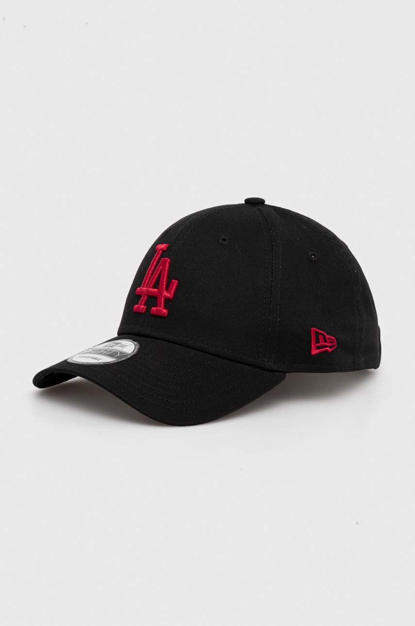 Levně Bavlněná baseballová čepice New Era černá barva, s aplikací, LOS ANGELES DODGERS