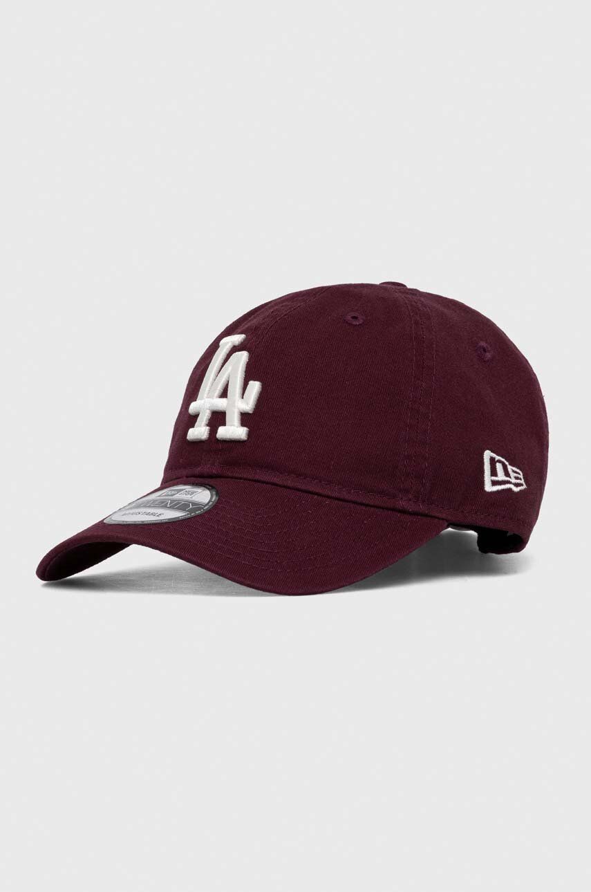 New Era șapcă de baseball din bumbac culoarea bordo, cu imprimeu, LOS ANGELES DODGERS