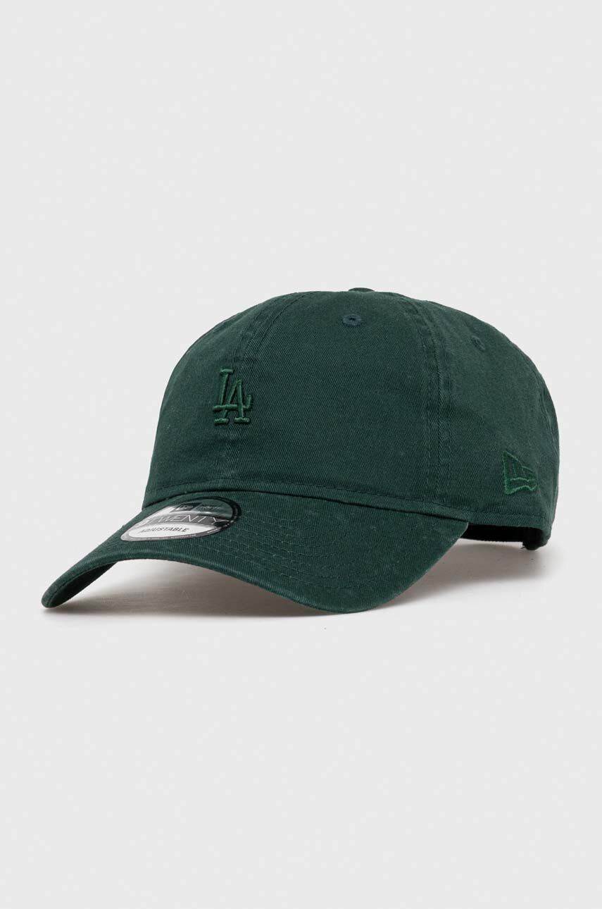 New Era șapcă de baseball din bumbac culoarea verde, neted, LOS ANGELES DODGERS
