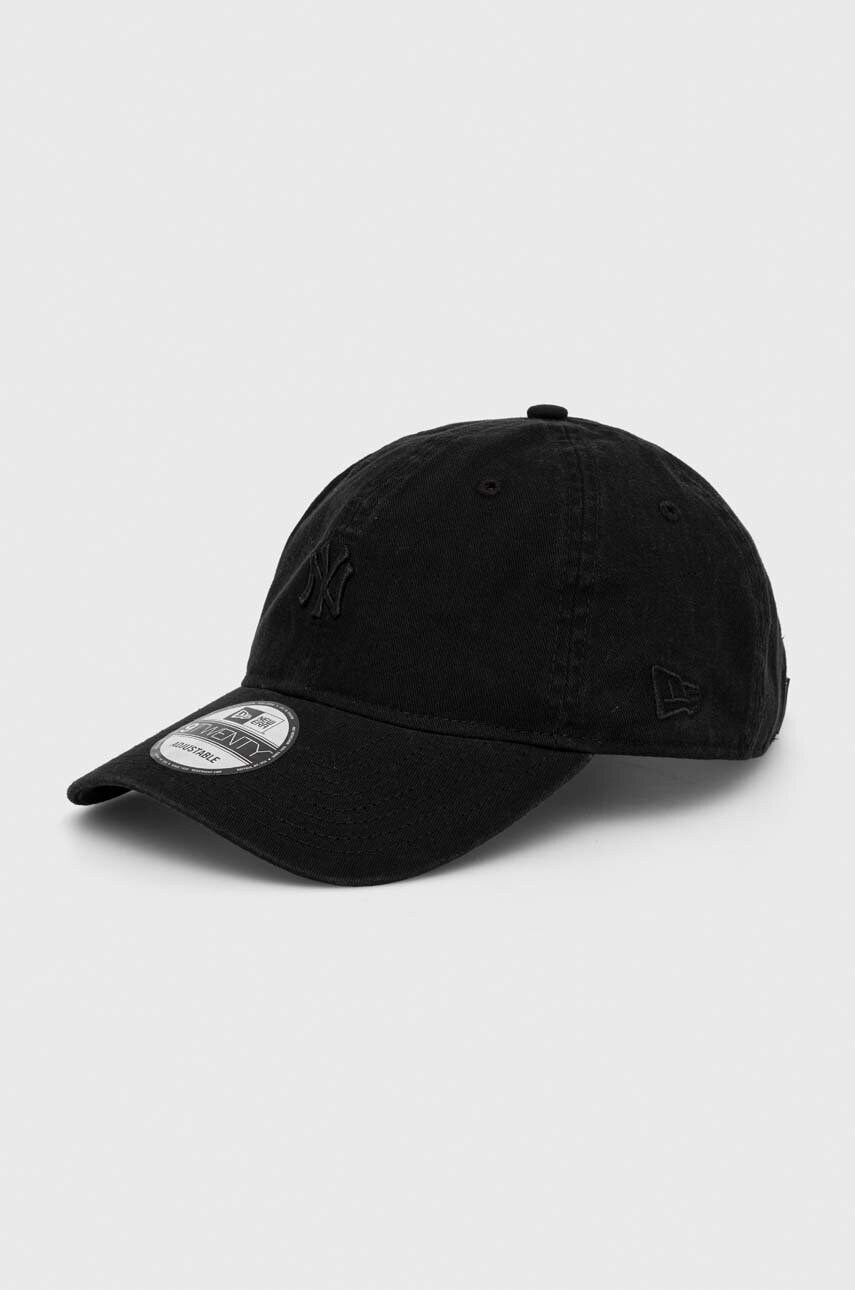 

Бавовняна бейсболка New Era колір чорний з аплікацією NEW YORK YANKEES